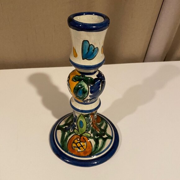 Talavera Mexican Pottery 8 Hand Painted Ceramic Candlestick‎ Holder - Picture 1 of 5